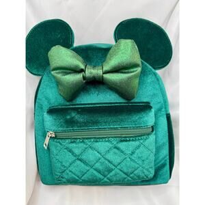 Disney Minnie Mouse Green Velvet 3D Ears Bow Mini Backpack Licensed Character